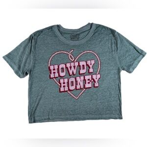 Western Howdy Honey Graphic Tee Oversized XS Cowgirl Shirt Tee Crop Style Rope